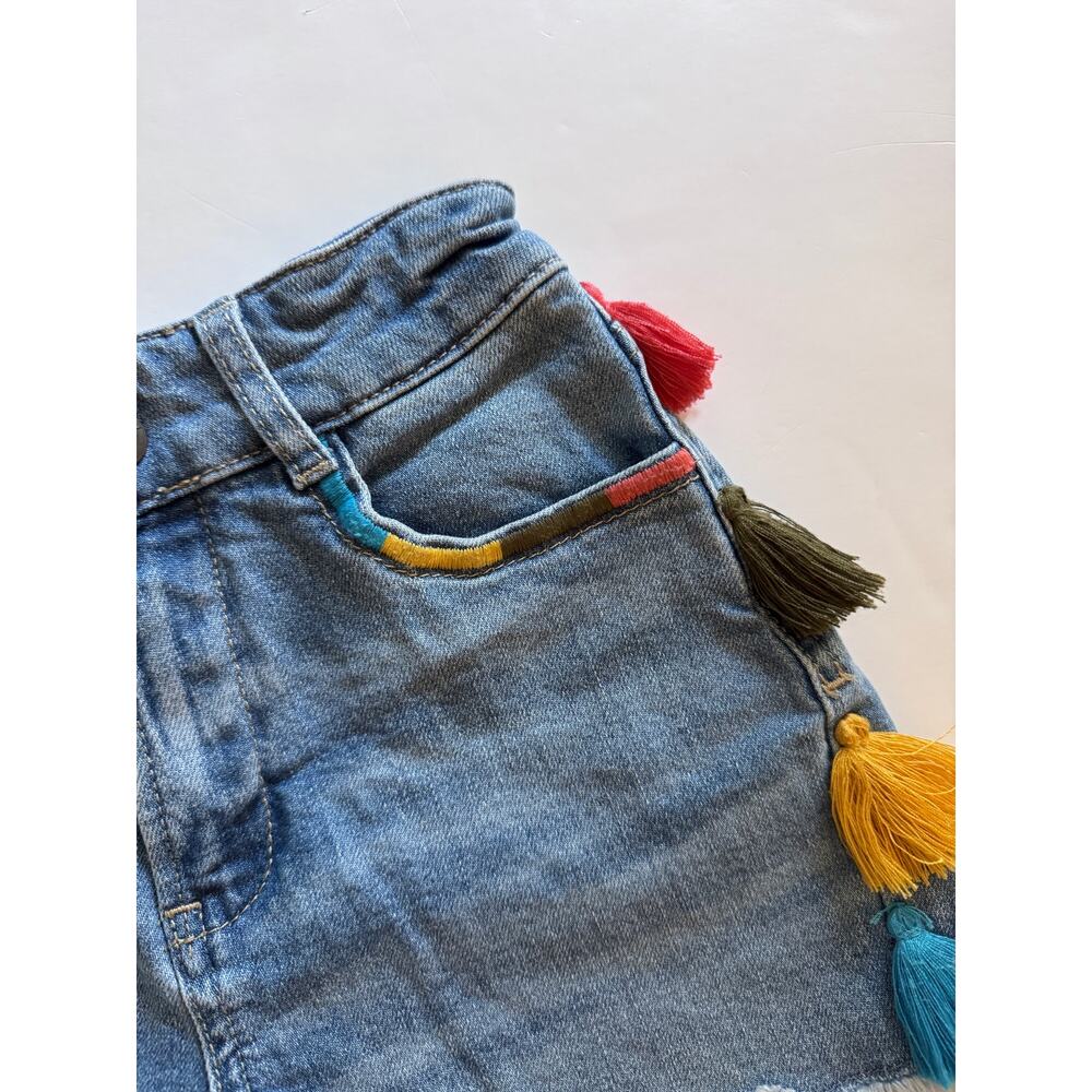 Mini Boden denim shorts with tassels - Picture 4 of 5